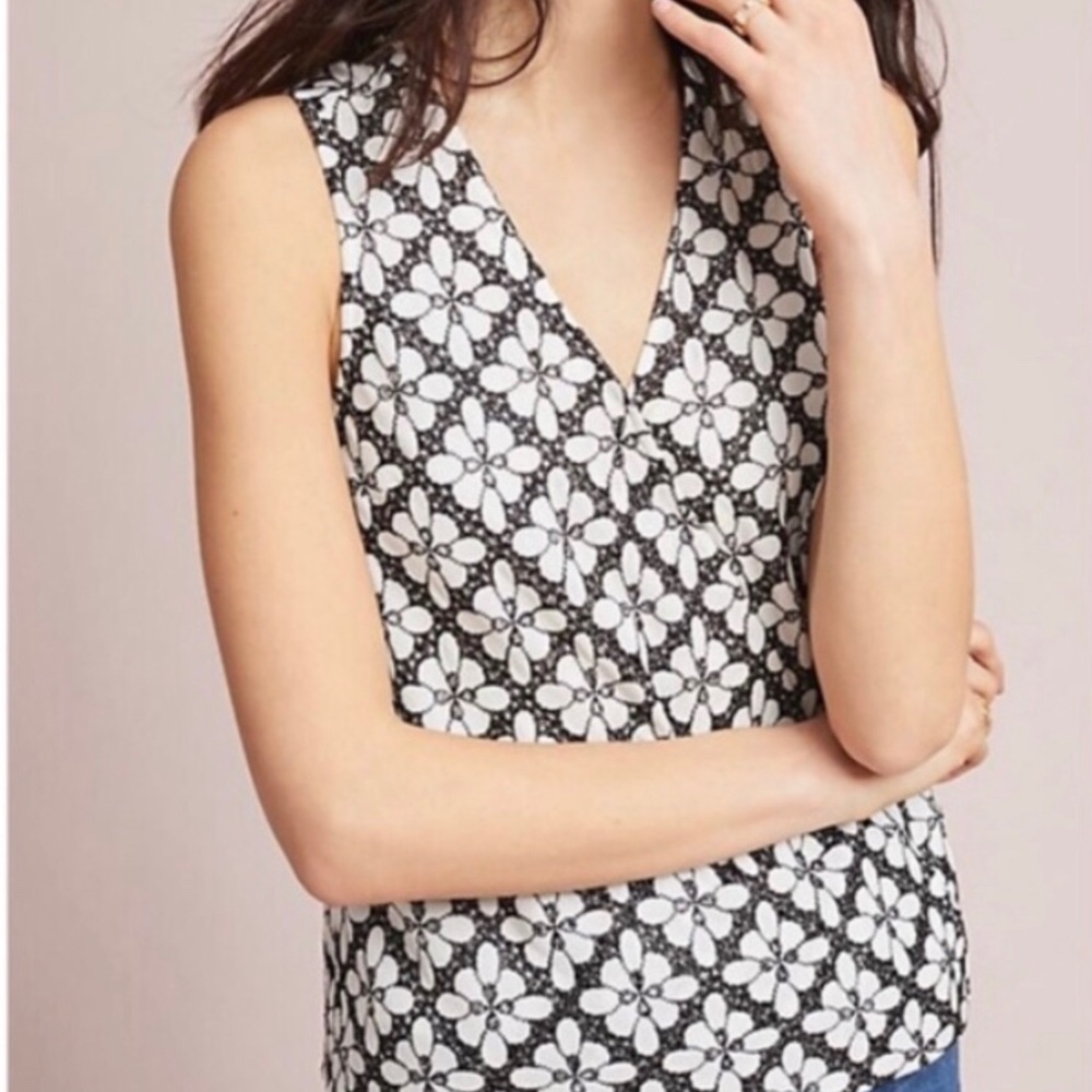 Anthropologie Maeve Floral Coralie Wrap Tank